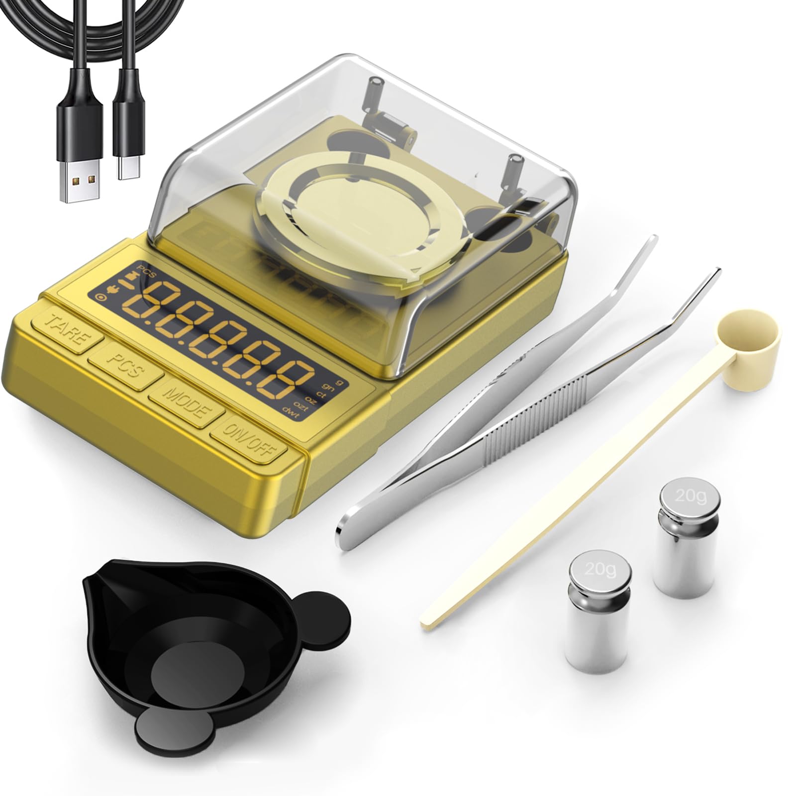 MAXUS Gold Milligram Scale setup view showing calibration area for precision