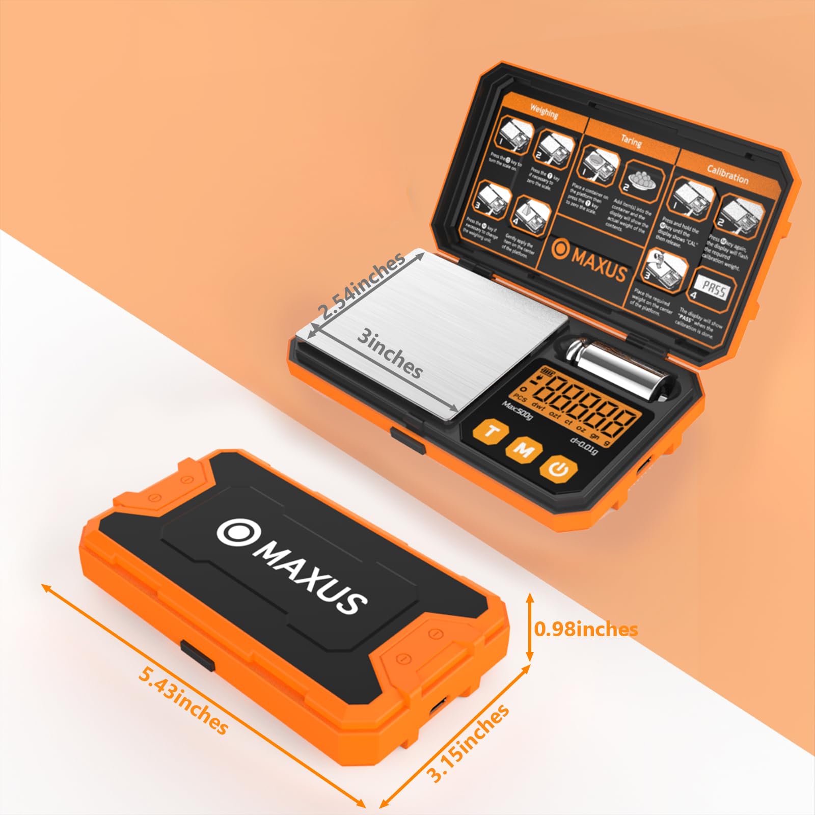 MAXUS scale with self-sealing bags for secure storage