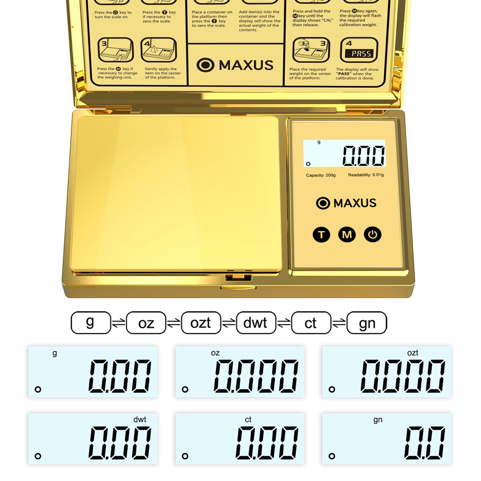 MAXUS scale features stainless steel platform for stable, accurate weighing.