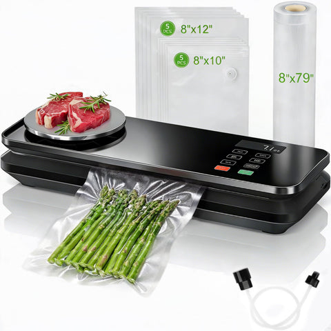 MAXVINI Food Vacuum Sealer front view for compact, mess-free storage.