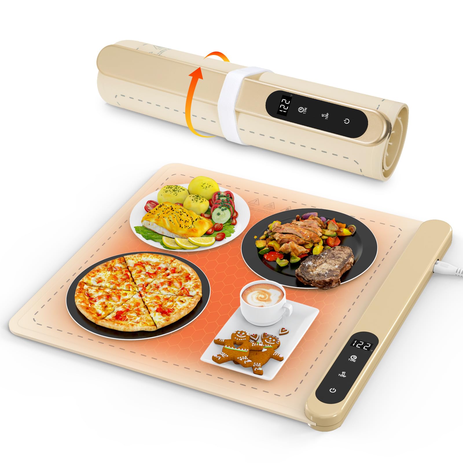 MAXXHEAT food warming mat with graphene full surface heating for even warmth across plates