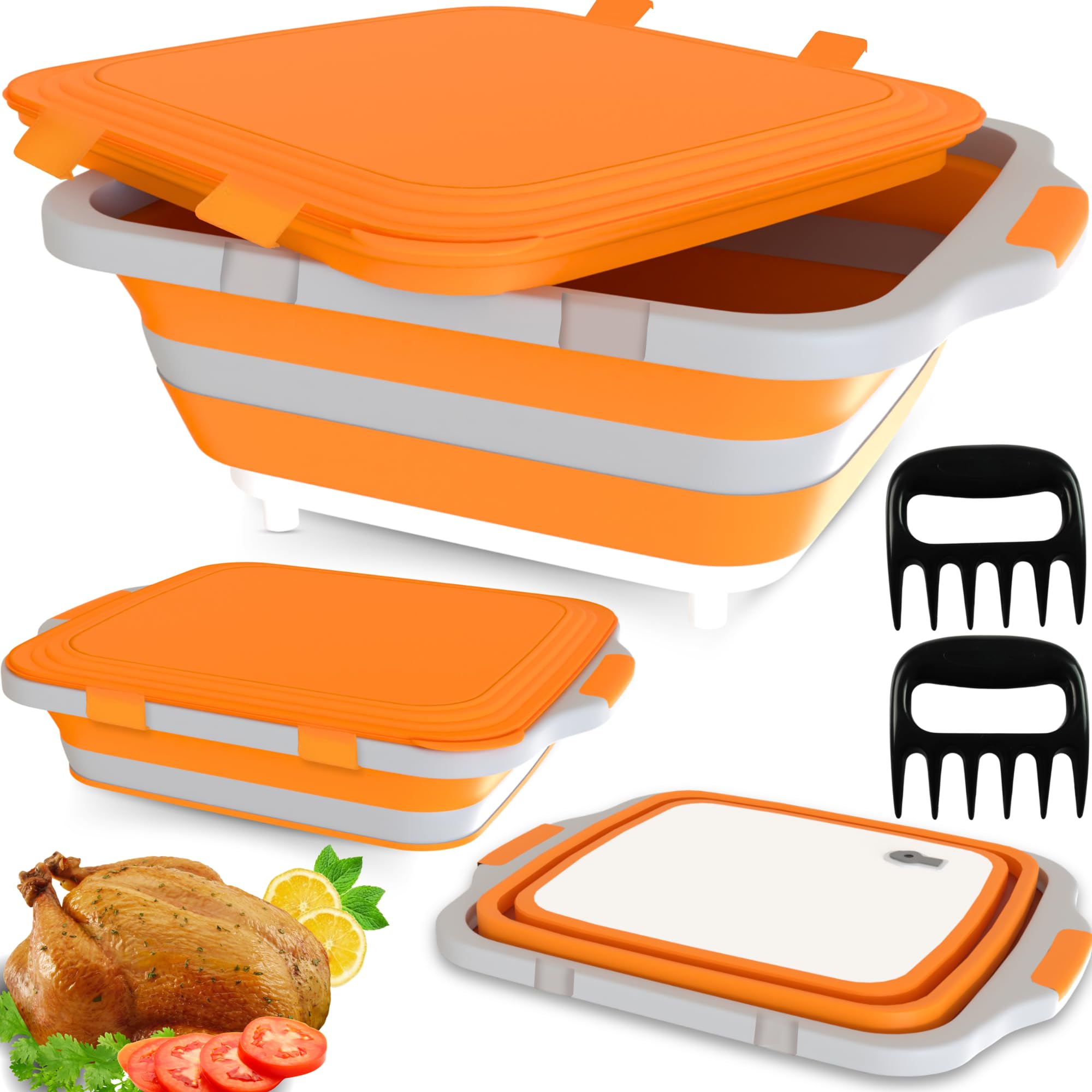MAYALEAD BBQ prep tub lid secures contents during outdoor grilling.
