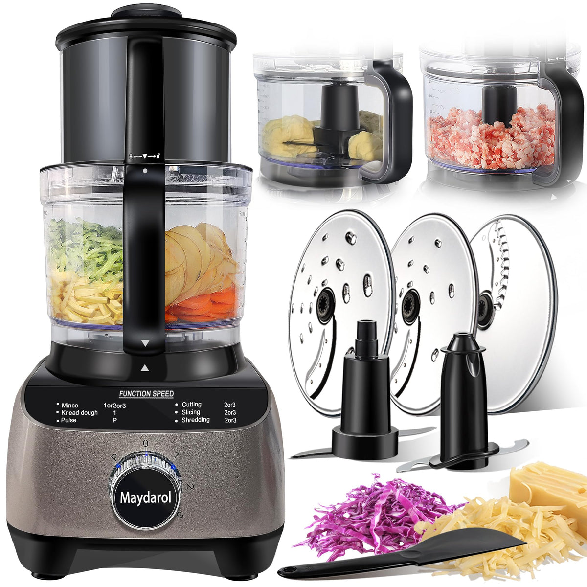 Maydarol 14-cup large-capacity bowl, ideal for batch prep and easier chopping.