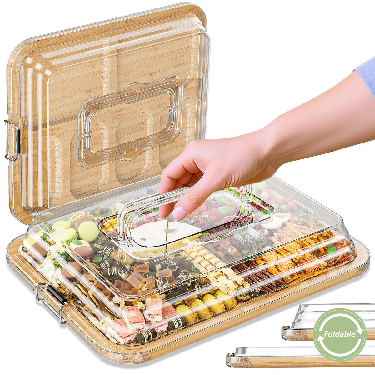 MAYELM charcuterie board with foldable lid for easy storage at picnics
