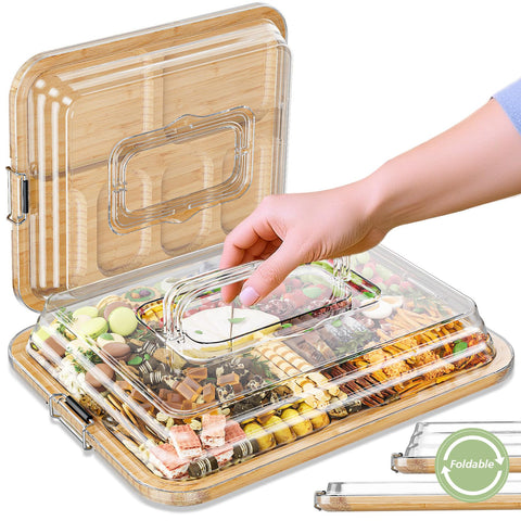 MAYELM charcuterie board with foldable lid for easy storage at picnics