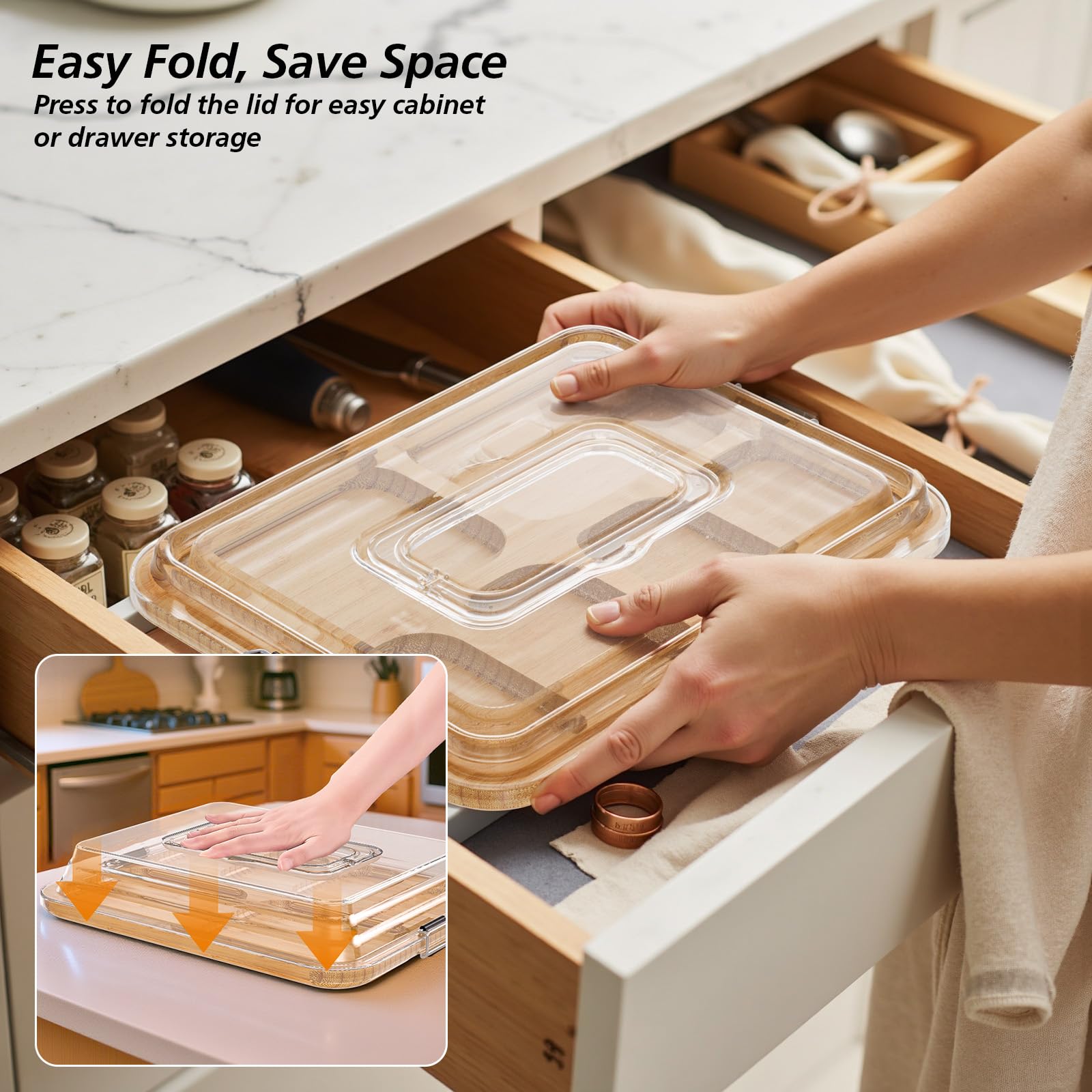 MAYELM folding lid locked while showcasing the spread