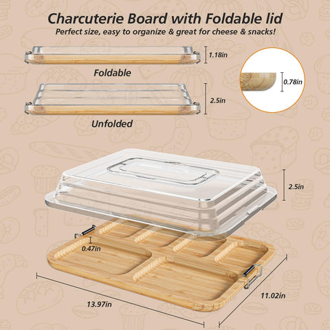 MAYELM portable charcuterie board with one-hand carry handle