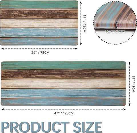 MAYHMYO durable teal farmhouse mats complement rustic kitchen decor.
