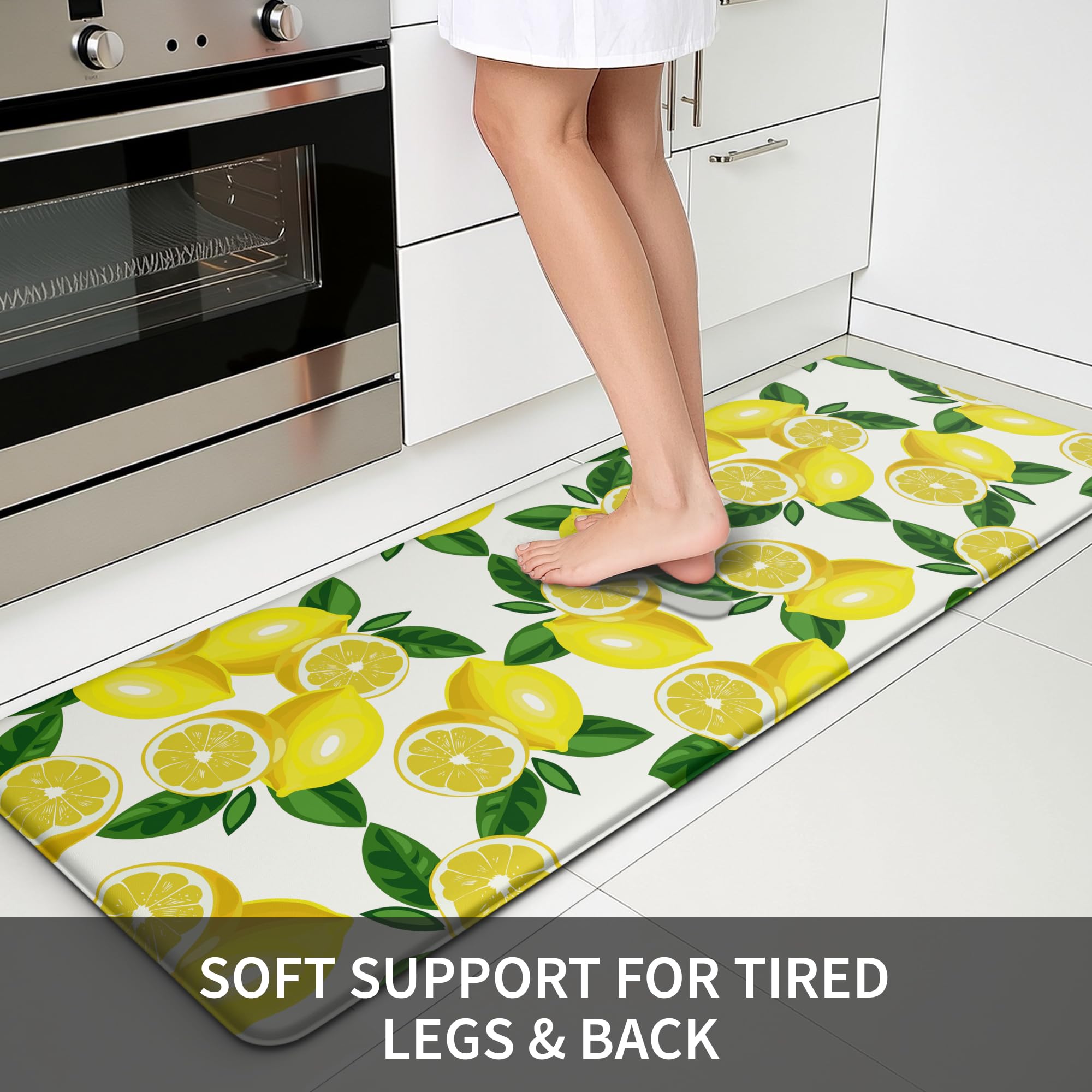 MAYHMYO lemon mat with anti-slip backing stays securely in place