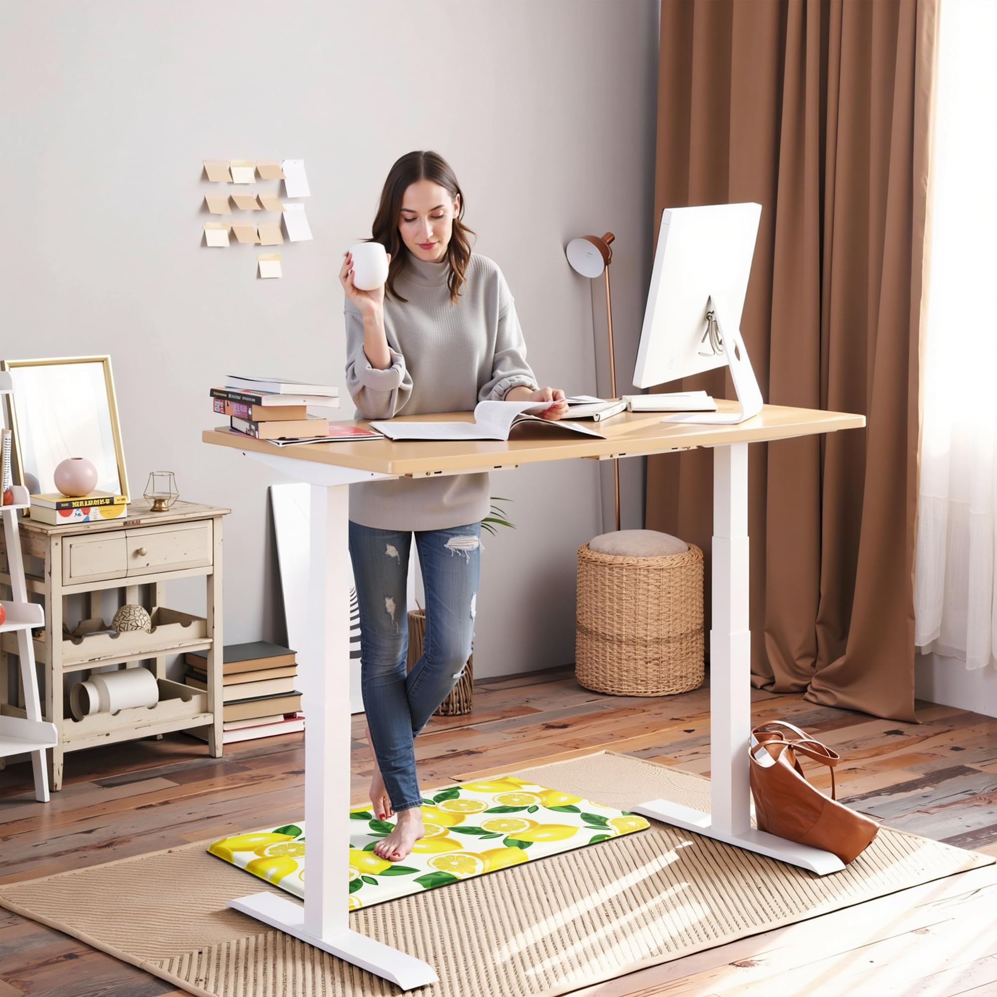 MAYHMYO lemon mat set fits kitchen, laundry, or office spaces