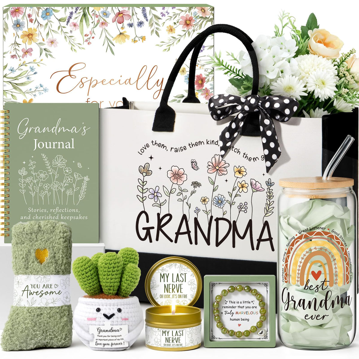 MAYICIVO canvas tote bag for grandma with roomy interior and durable handles