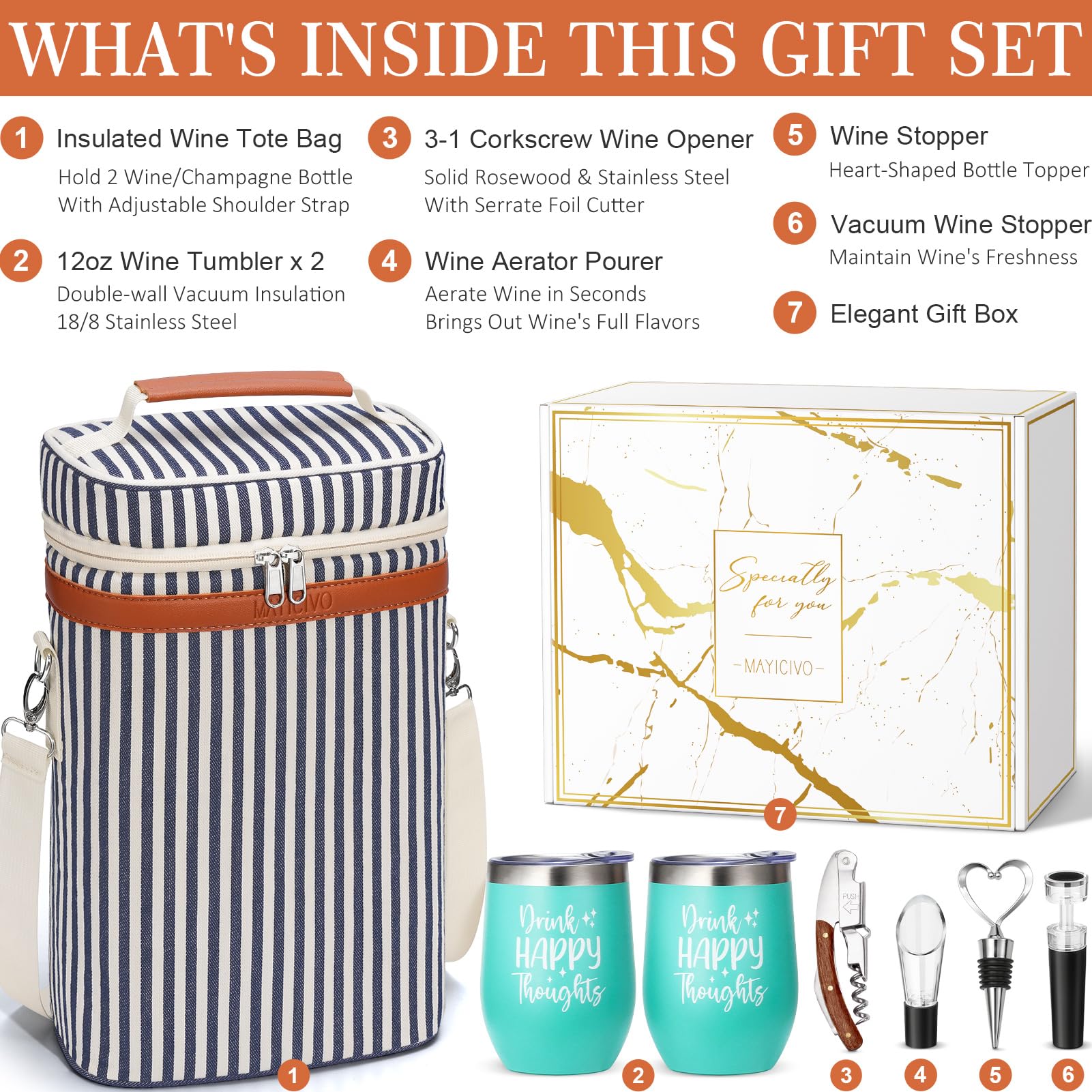 MAYICIVO insulated wine tote with tumblers ready for picnics and beach days