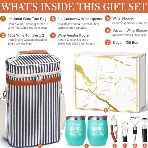 MAYICIVO insulated wine tote with tumblers ready for picnics and beach days