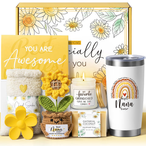 MAYICIVO sunflower crochet plush adds warm decor and positive vibes to Nana's space.
