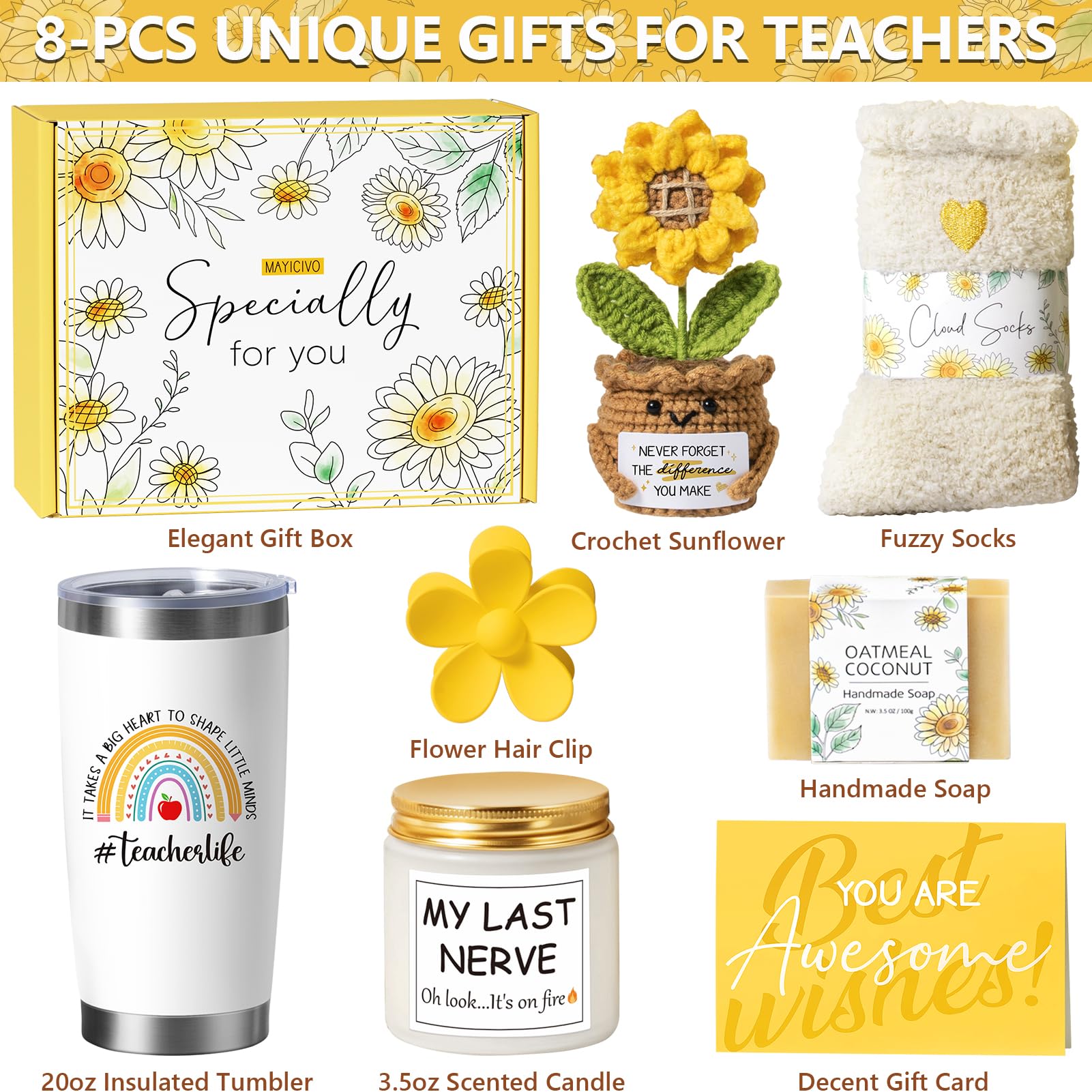 MAYICIVO crochet sunflower decor adds cheerful mood to classrooms