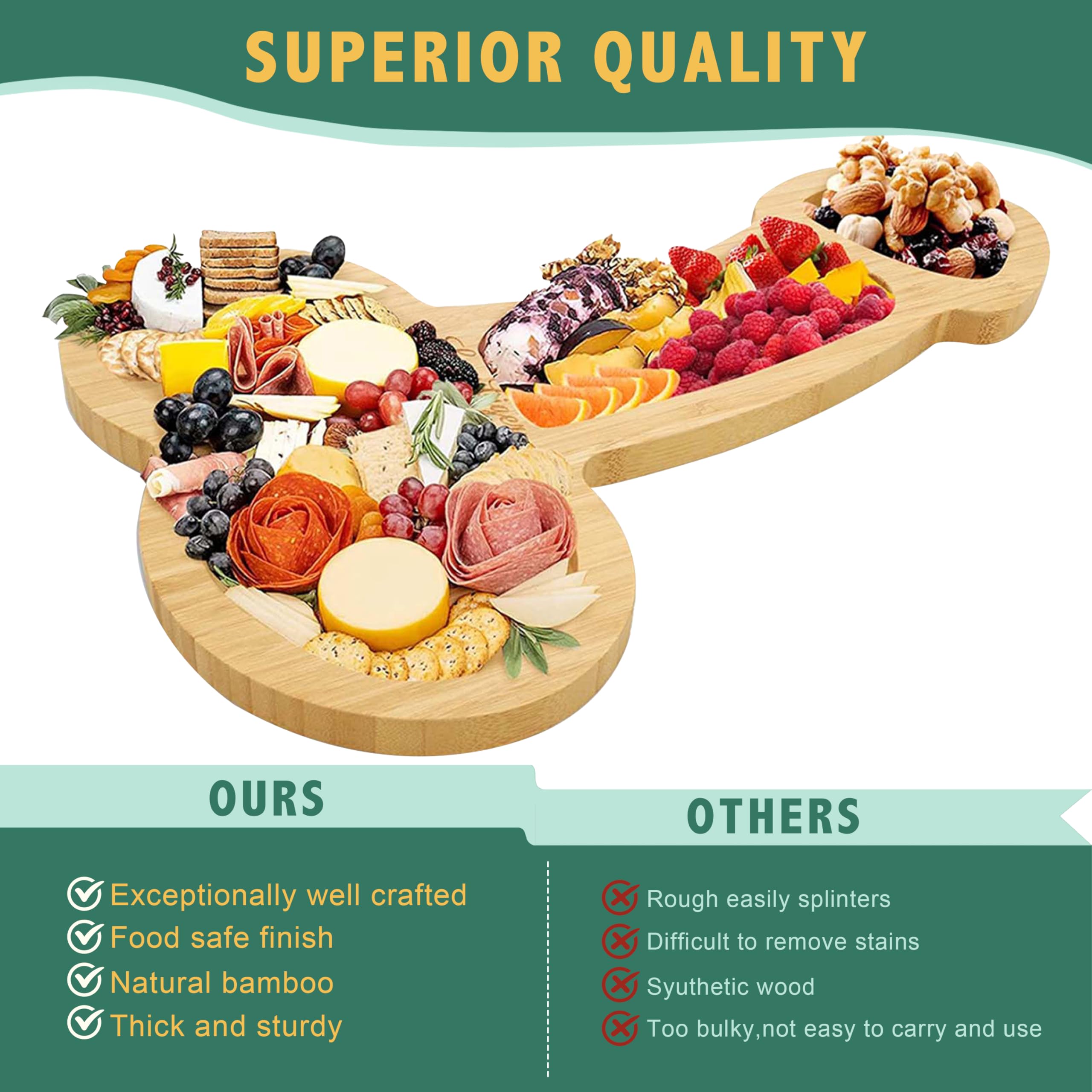 MAYISO bamboo cheese board large for generous cheese spreads