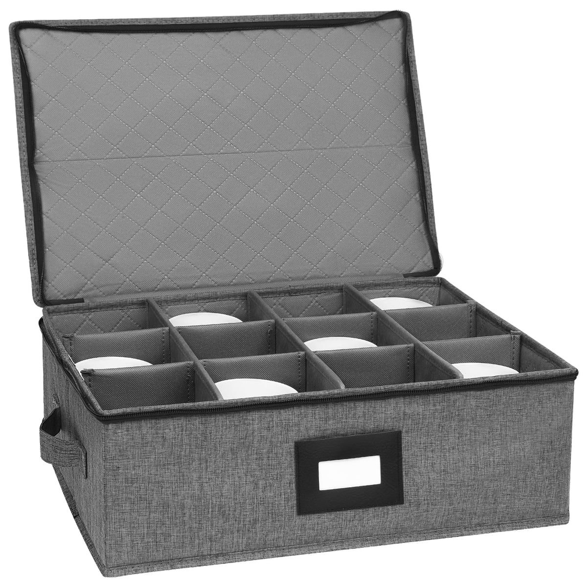 Mayniu mug storage box with dividers front view for organized cup storage