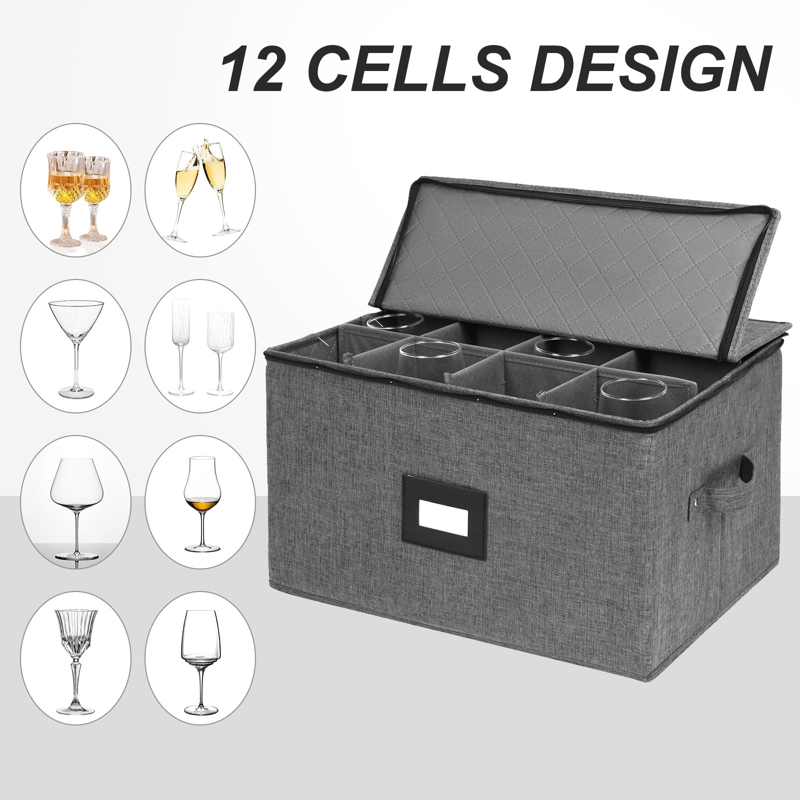 Mayniu wine glass storage box label holder helps identify contents quickly.