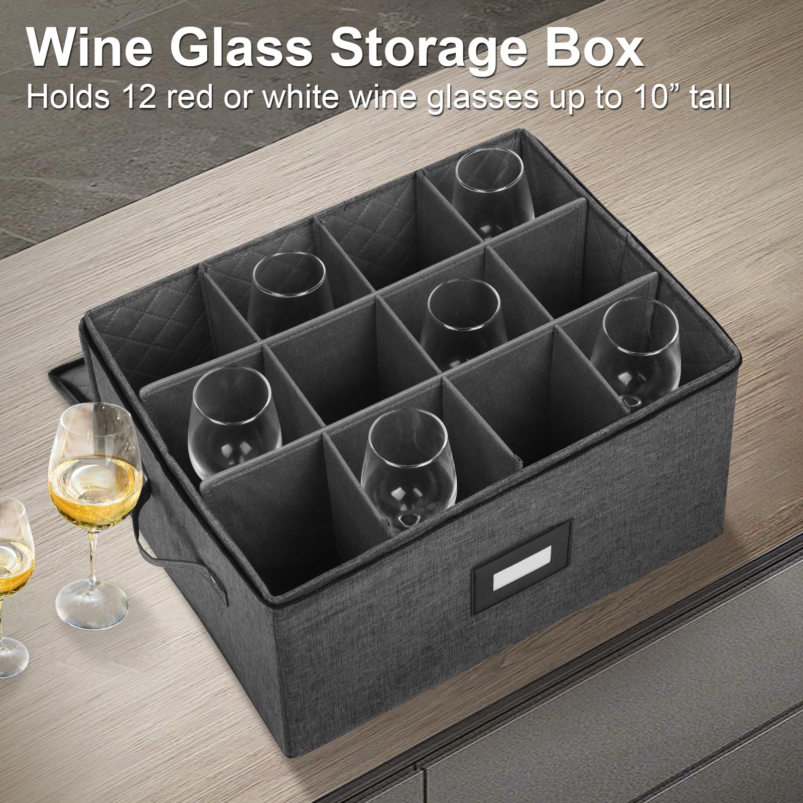 Mayniu wine glass storage box stackable design saves space in kitchen cabinets.