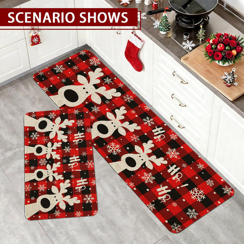 Maytycroo moose-design rug shows non-slip backing for safer kitchen use