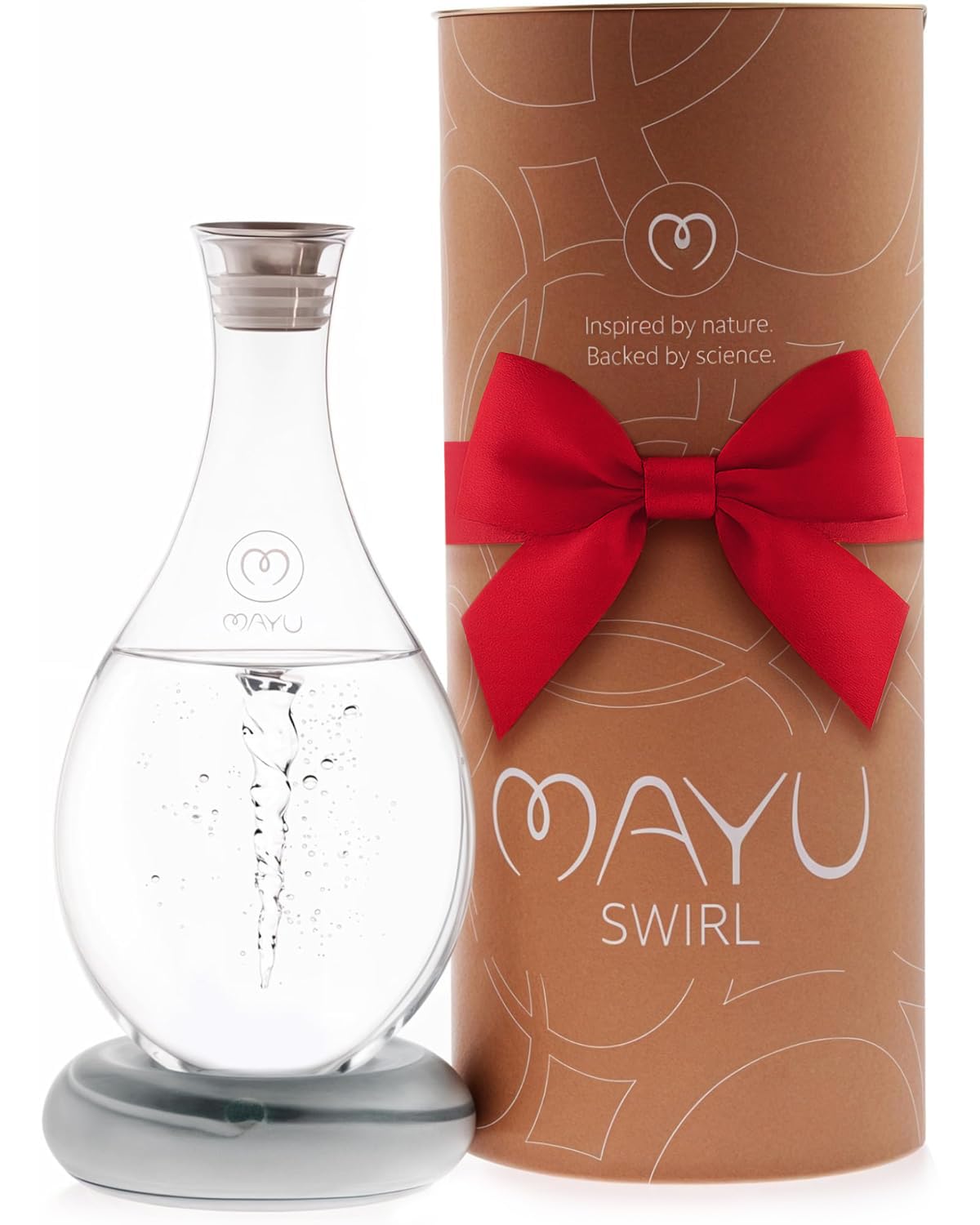 Mayu Swirl carafe pour for clean, spill-free serving.