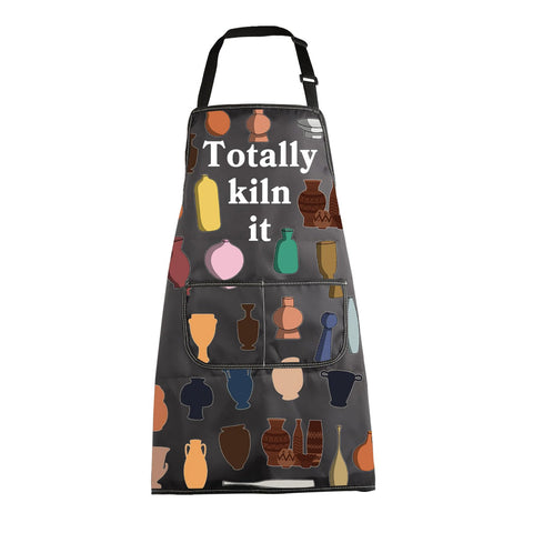 MBMSO Totally Kiln It Apron front view shielding clothes during pottery work