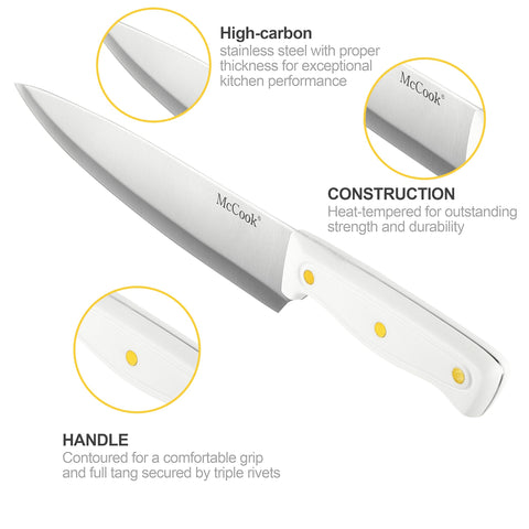 McCook 7-inch slicing knife closeup highlighting clean, precise cuts.