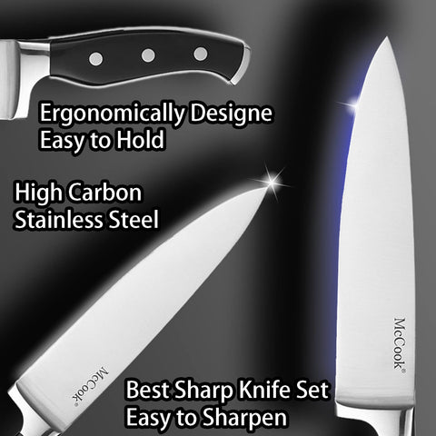 McCook 8-inch chef knife with built-in sharpener for effortless prep and precise cuts