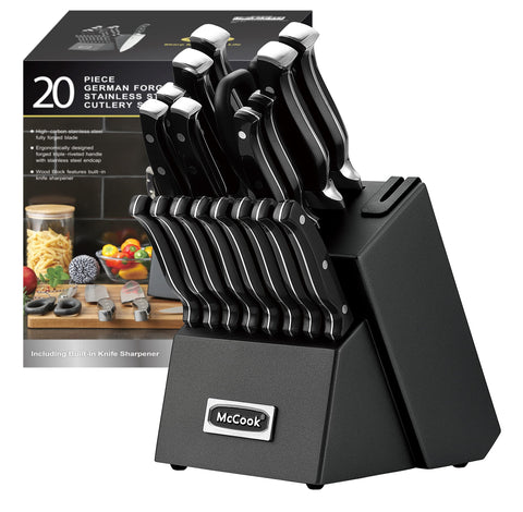 McCook Black Knife Sets with built-in sharpener for easy edge maintenance