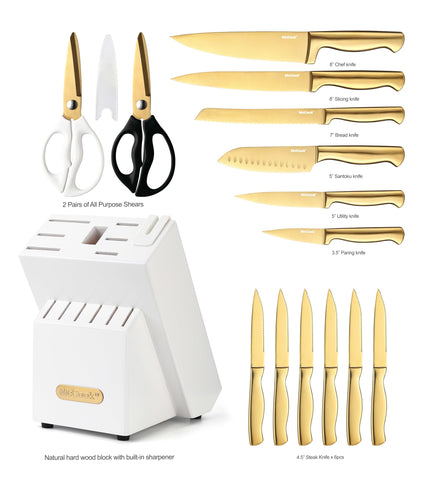 McCook built-in sharpener in block keeps knives razor-sharp for precise cuts