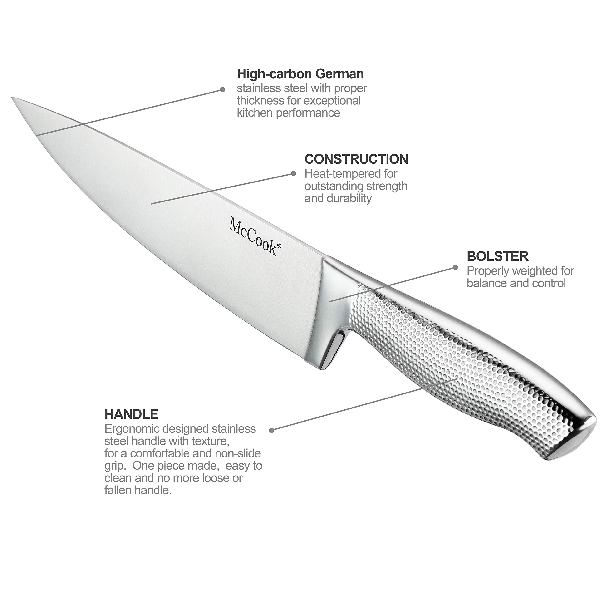 McCook chef knife 8-inch and slicing knife in full-tang design for precise cuts