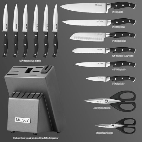 McCook knife block with built-in sharpener for organized, sharp edges