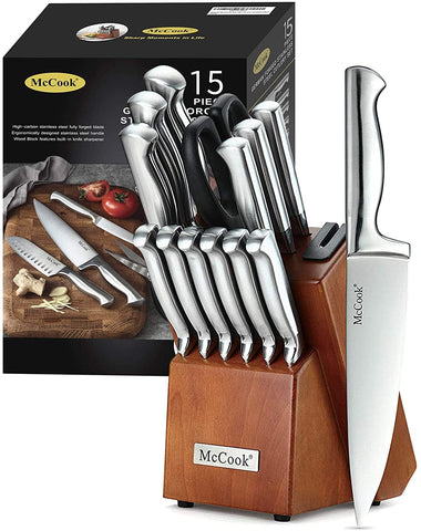 McCook knife set in block with built‑in sharpener for easy edge maintenance