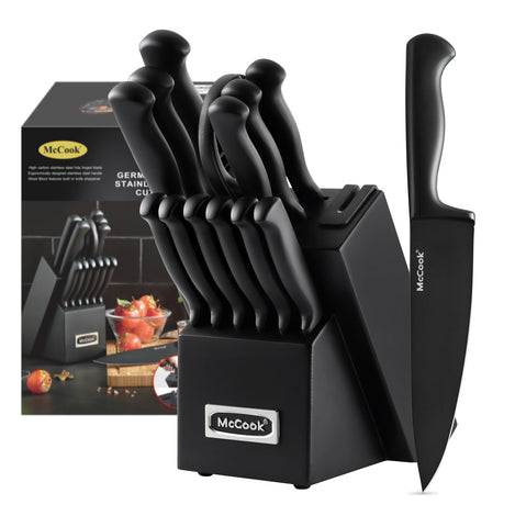 McCook knife set built-in sharpener in block for easy upkeep