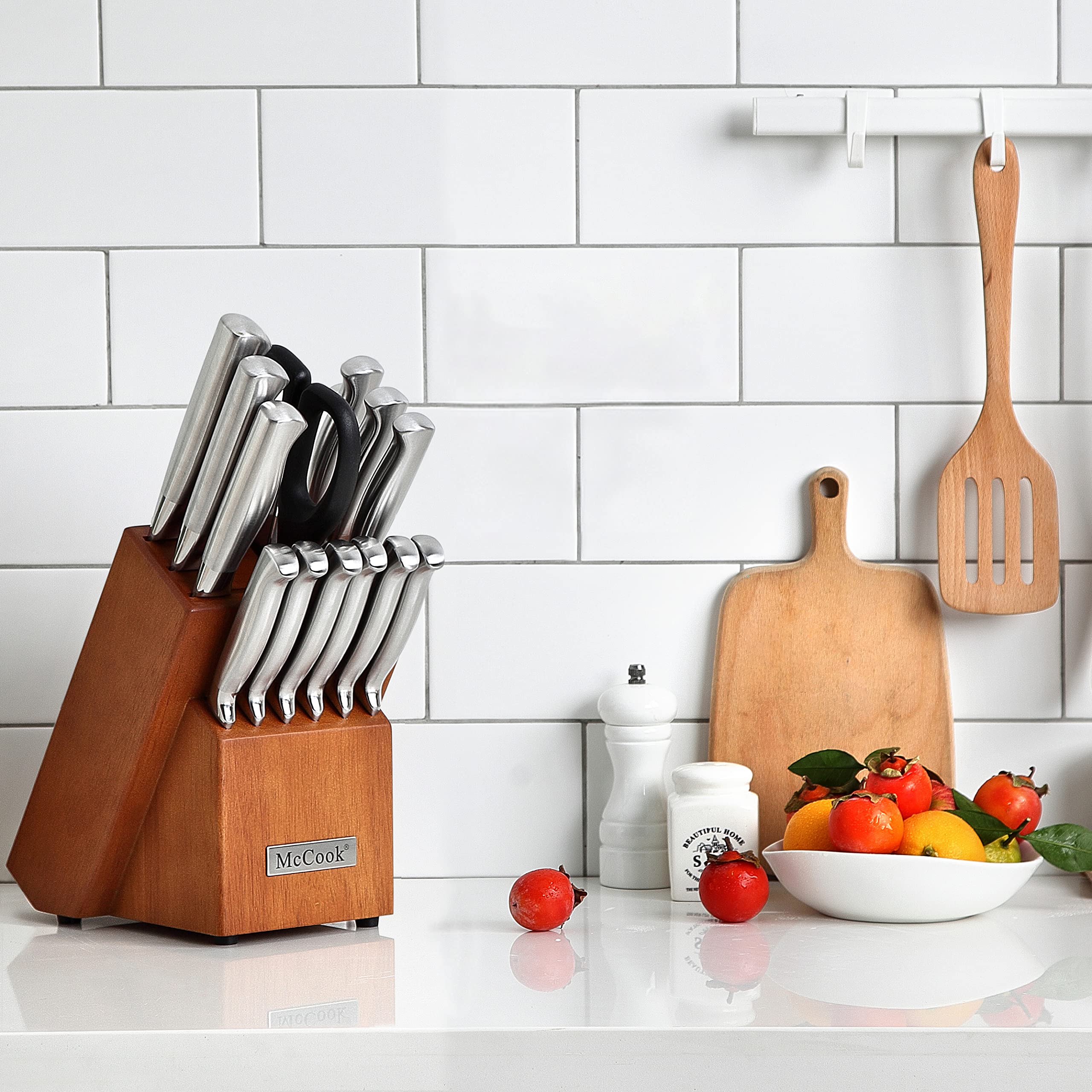McCook knife set being hand washed for simple cleaning care