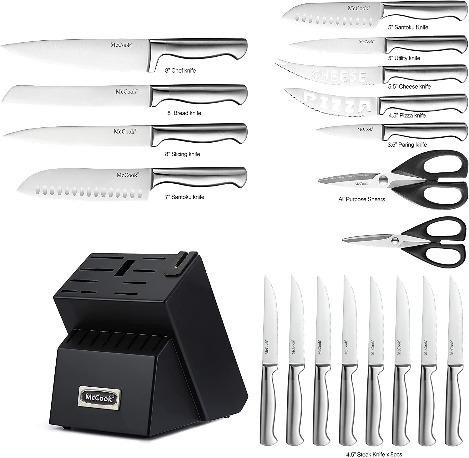 McCook 8-inch chef knife with ergonomic handle for comfortable chopping