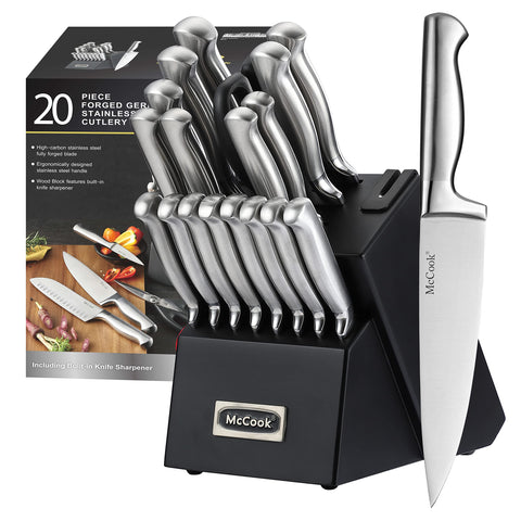 McCook knife block with built-in sharpener keeps blades ready for kitchen tasks