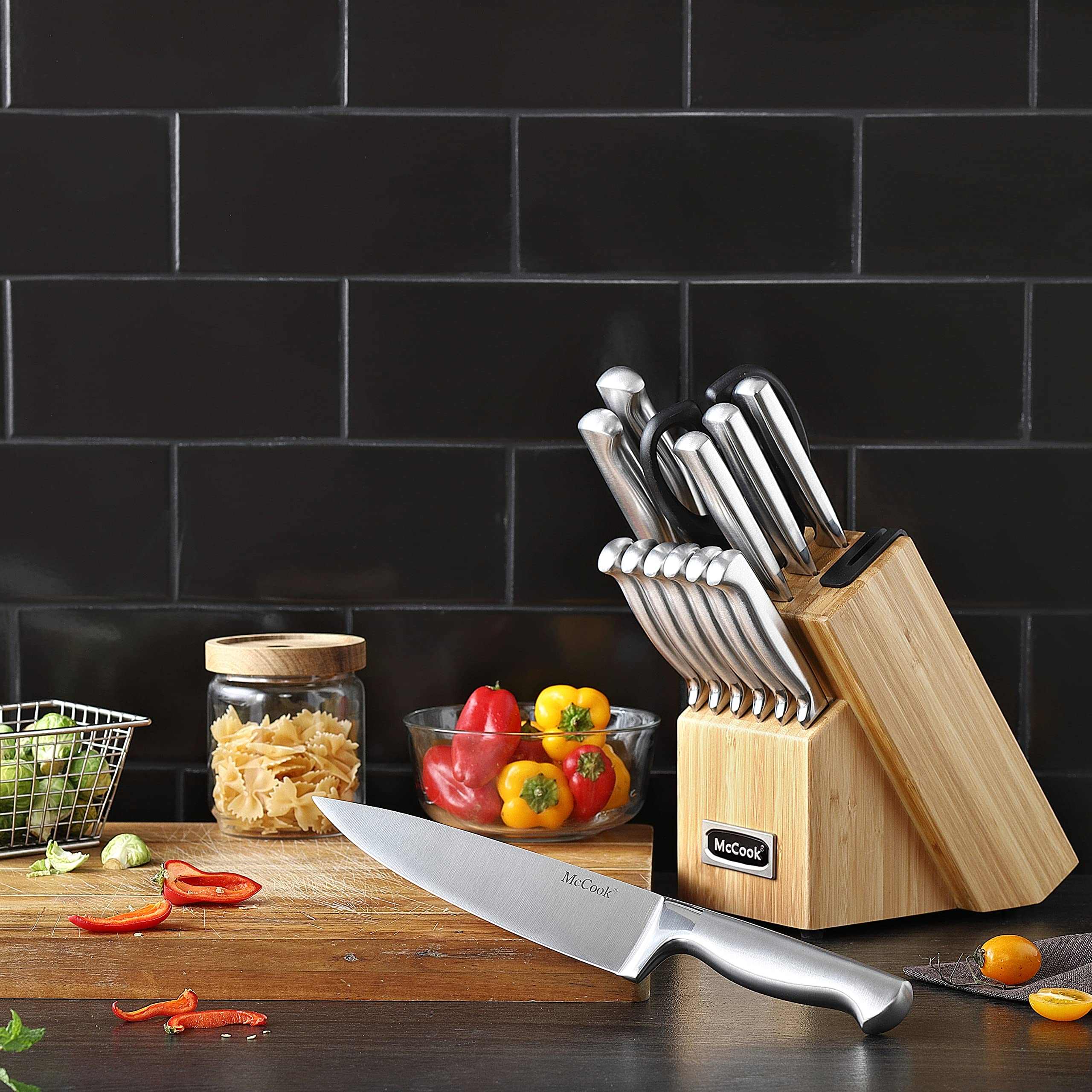 McCook serrated steak knives deliver effortless slicing of crusty foods.