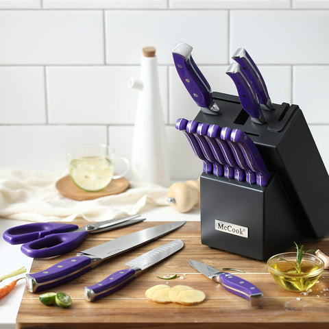 McCook MC27 8-inch slicing knife ready for precise, clean meat and vegetable cuts.