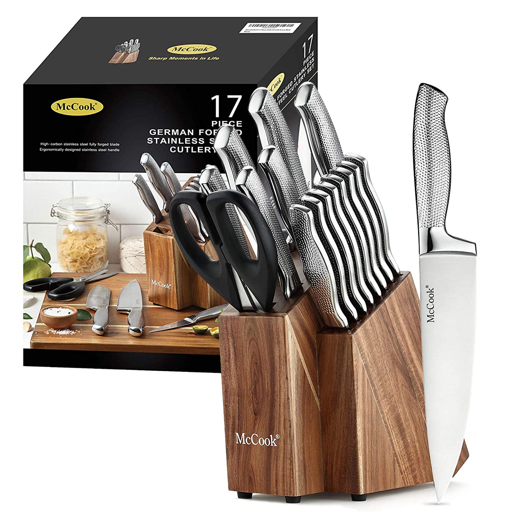 McCook Premium Knife Sets full-tang hammered blade for lasting performance