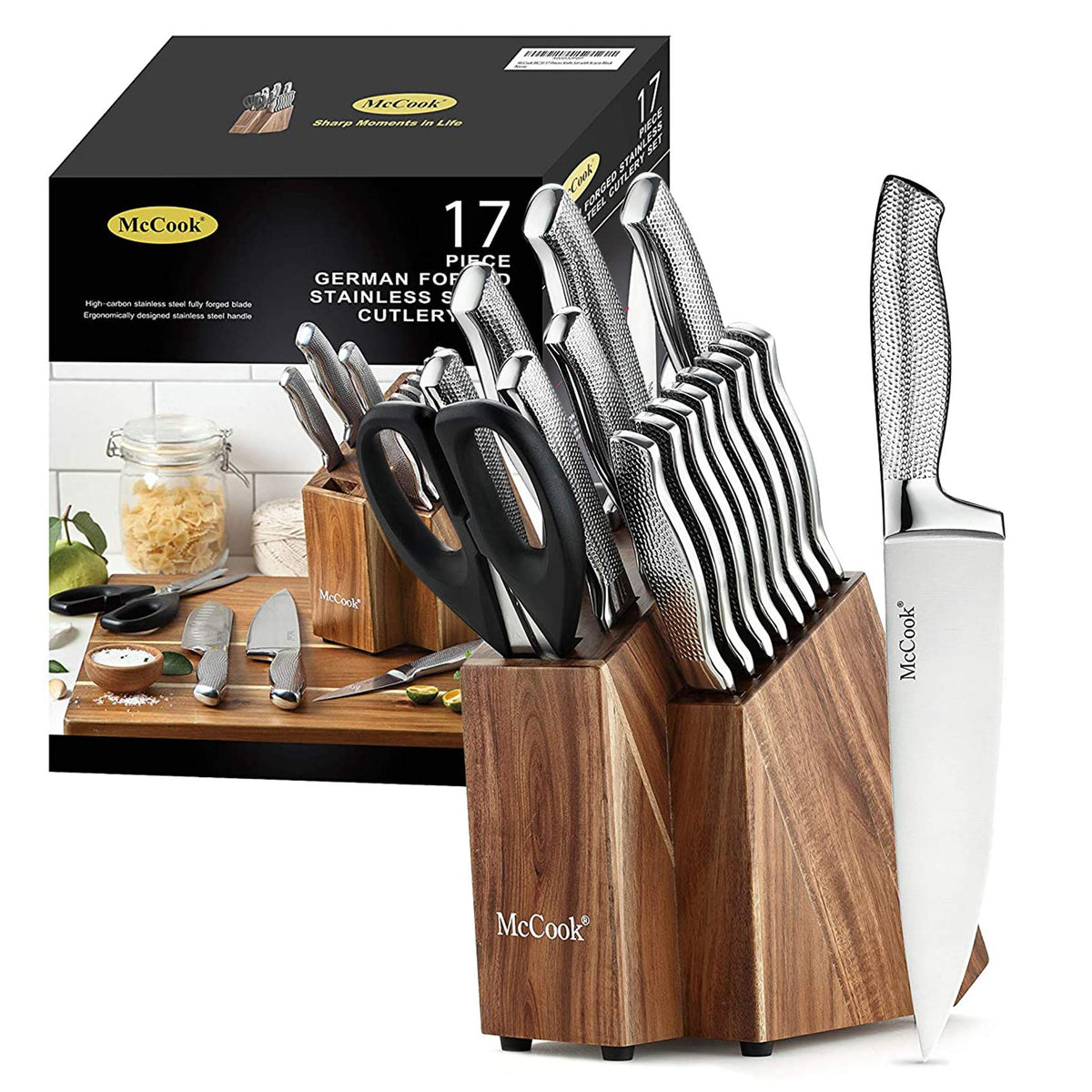 McCook Premium Knife Sets full-tang hammered blade for lasting performance