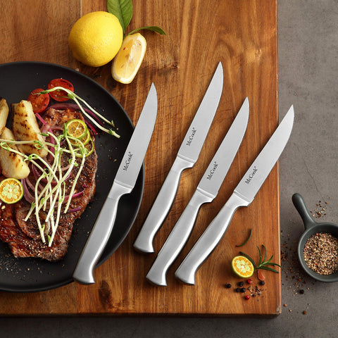 Rubberwood knife block combines sturdy storage with natural grain appeal.