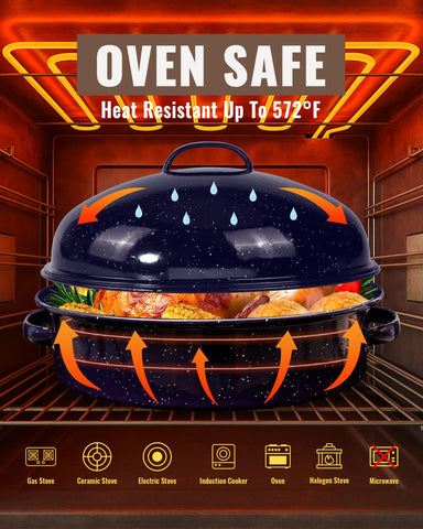 MCCSI enamel oval roaster with easy-clean surface