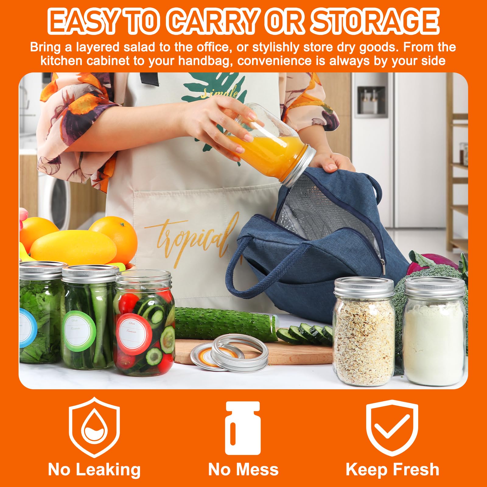 McUpper airtight lids and bands provide a secure seal for freshness