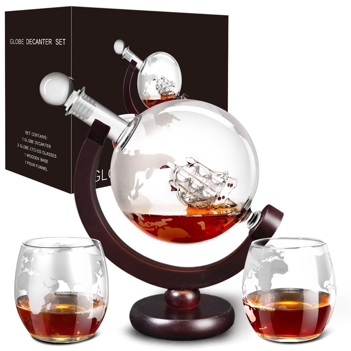 mcgskl whiskey decanter globe with etched ship for elegant whiskey rituals