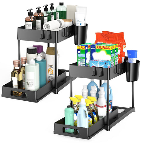 MCIJRJOI under-sink organizers 2-pack with sliding drawers for easy access and space saving
