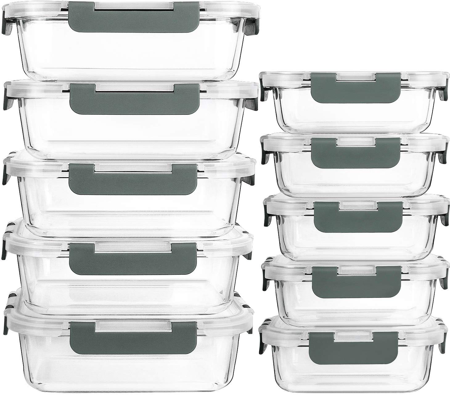 MCIRCO 10-pack glass meal prep containers with borosilicate glass for durable, versatile meal prep.