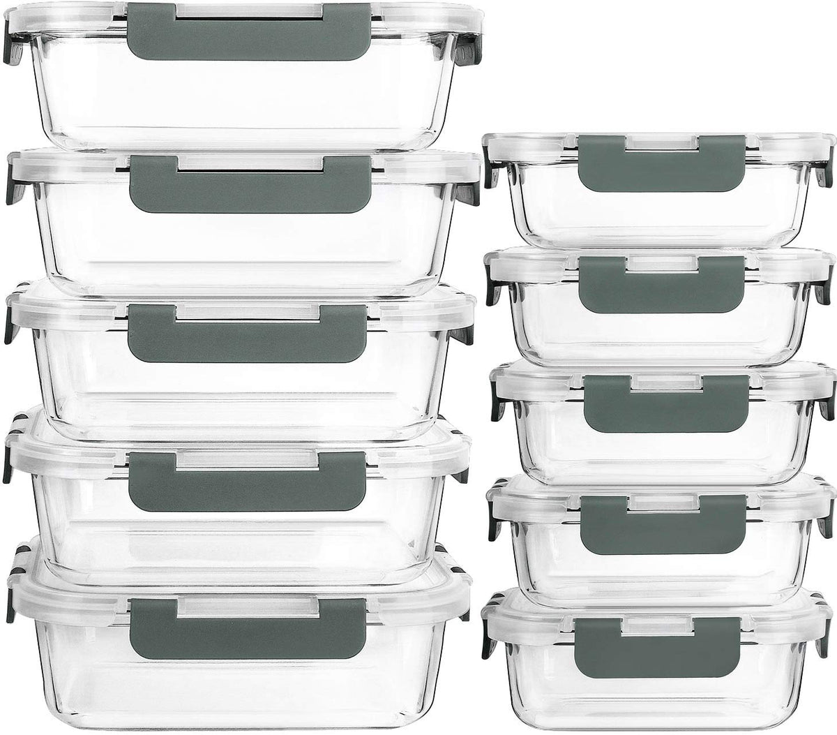 MCIRCO 10-pack glass meal prep containers with borosilicate glass for durable, versatile meal prep.
