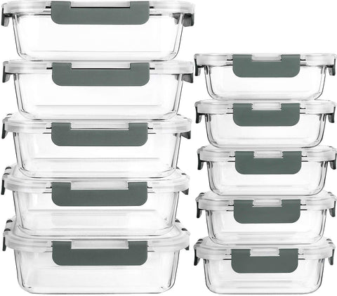 MCIRCO 10-pack glass meal prep containers with borosilicate glass for durable, versatile meal prep.