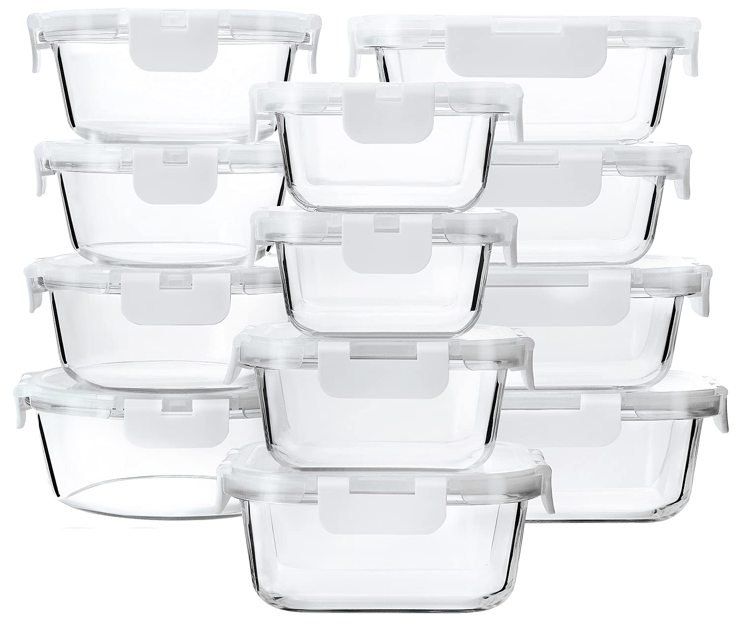 MCIRCO 24-piece glass container set with lids for organized meal prep